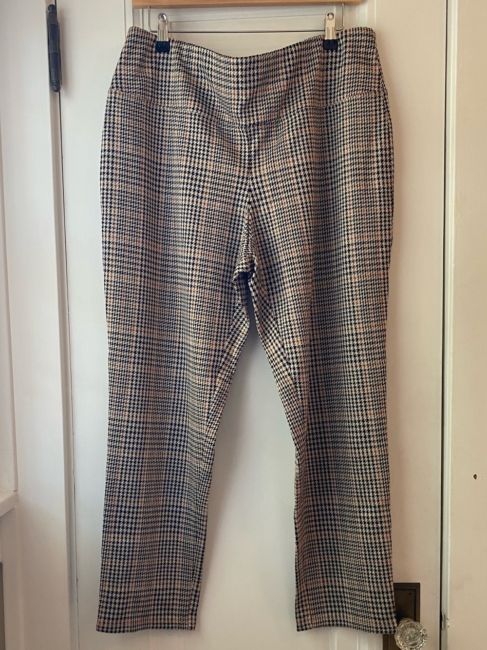 NWT J Jill Wearever Collection stretch pull on pants tan houndstooth LP petite